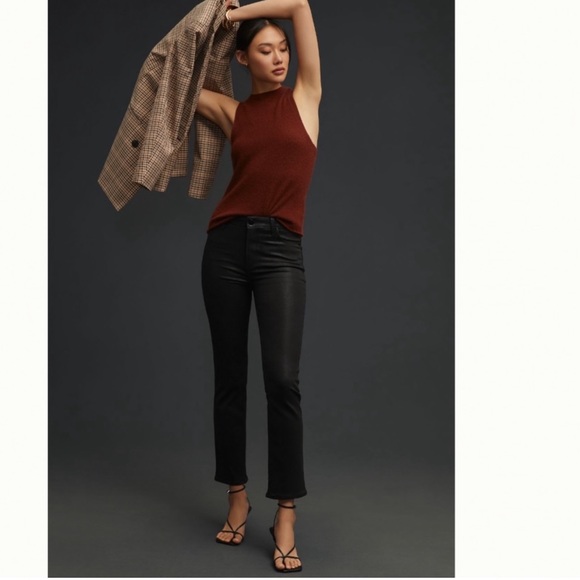 Paige Cindy Mid-Rise Coated Straight Black Jeans  size 30 NWT - Picture 5 of 15